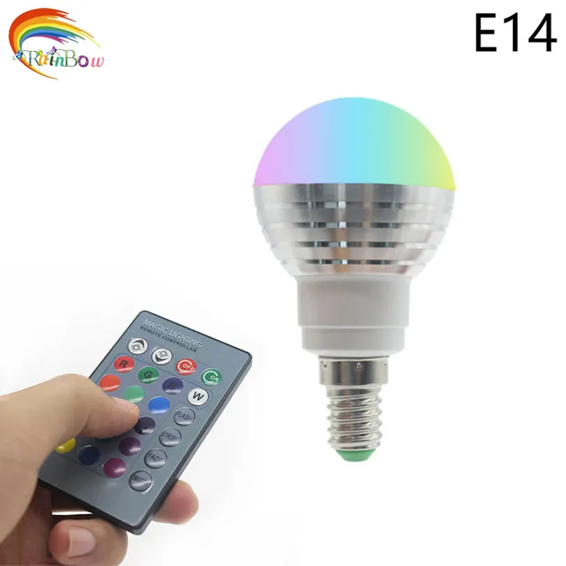 1 шт. E27 E14 GU10 LED RGB лампа AC110V 220В 5 Вт светодиодная с регулируемой яркостью волшебное
