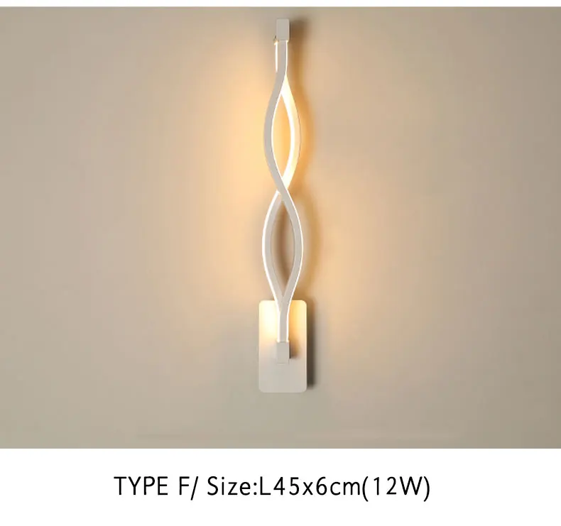 TYPE F L45x6CM Простой современный светодиодный настенный светильник для гостиной, спальни, столовой, прикроватные лампы, белое бра, светодиодный настенный светильник, креативный светильник - Цвет абажура: TYPE F L45x6CM