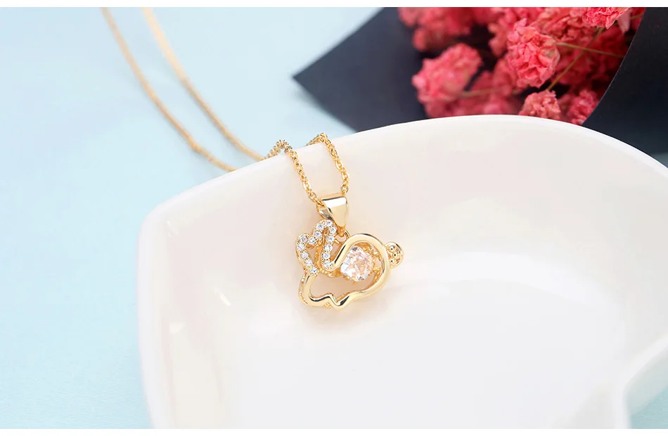 LADYCHIC милый кролик кристалл кулон ожерелья Золото Цвет Pet Bunny модные ювелирные изделия Аксессуары для женщин вечерние подарки LN1125