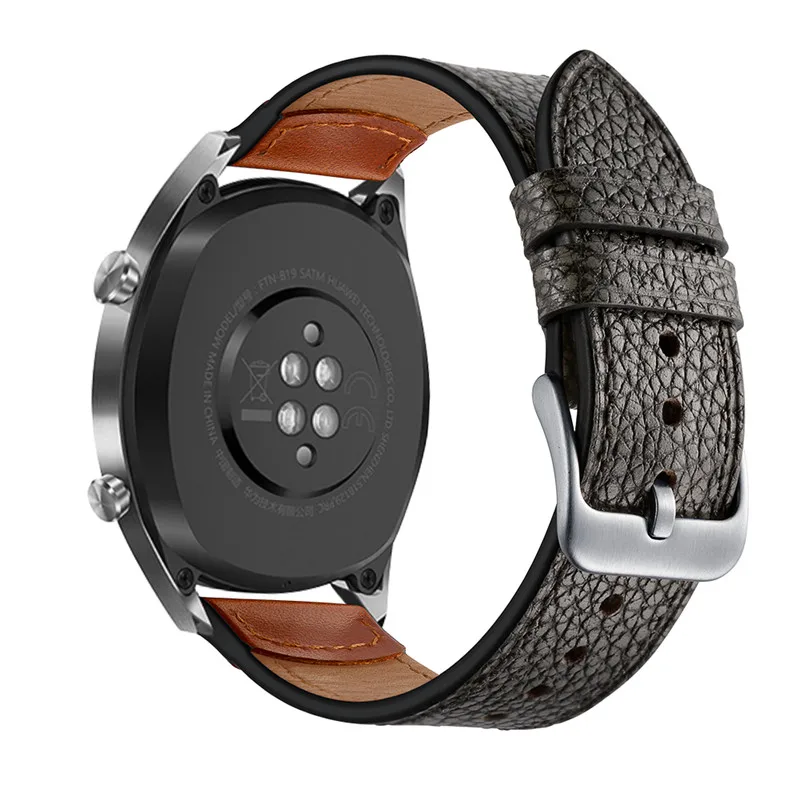 Кожаный ремешок для huawei watch GT GT2 ремешок 22 мм ширина мягкие черные ремешки с пряжками для honor magic/galaxy watch 46 мм ремень