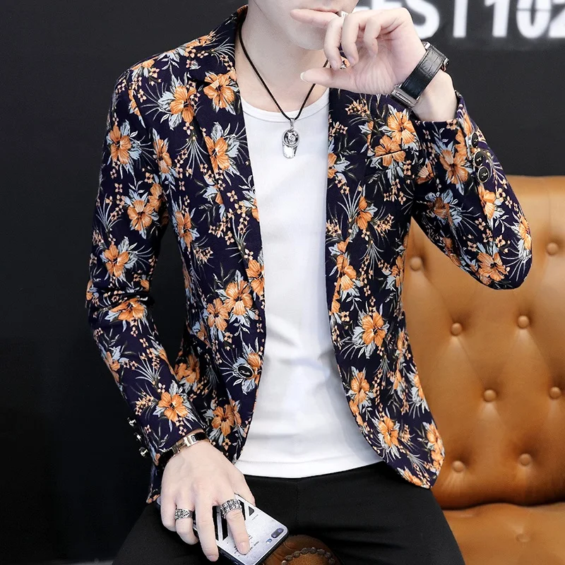 

2020 printed trend of men's blazer In the spring of leisure big blazer Cultivate one's morality type handsome blazer
