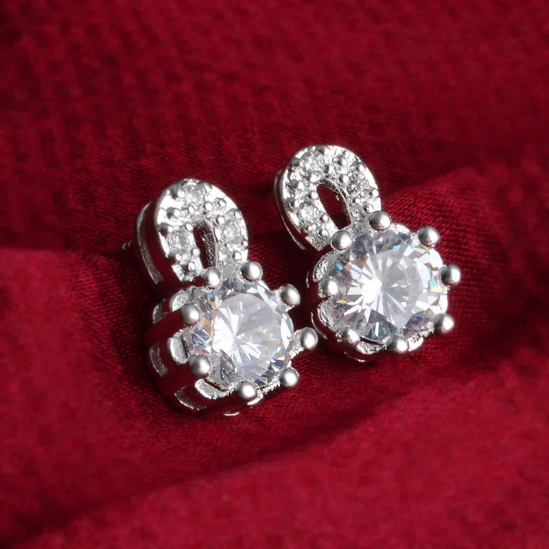 Женские серьги гвоздики с голубым кристаллом|boucle d'oreille|925 sterlingearrings 925 sterling |