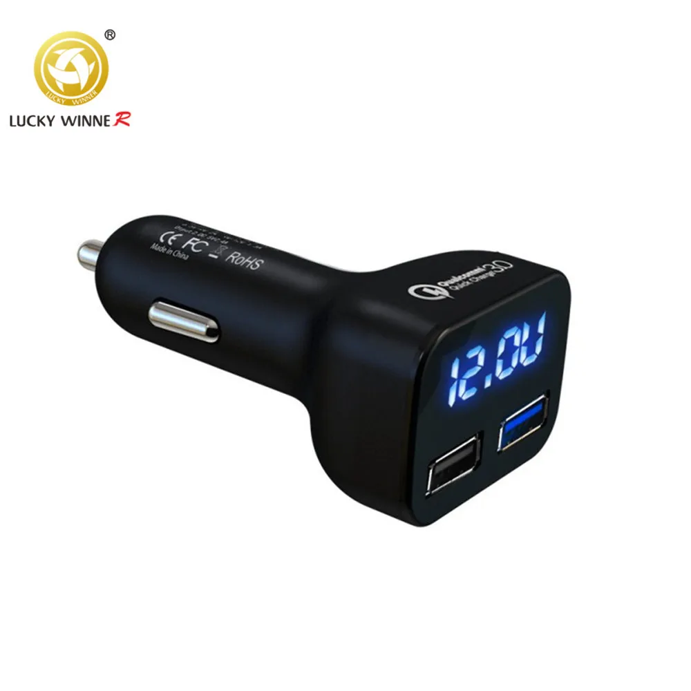

XUNMA 2 USB Fast Car Charger Quick Charge 3.0 Car-Charger Adapter Mobile Phone Auto Charger + Automobile voltage early-warning