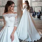 Винтажное кружевное свадебное платье с коротким рукавом и открытыми плечами женское свадебное платье