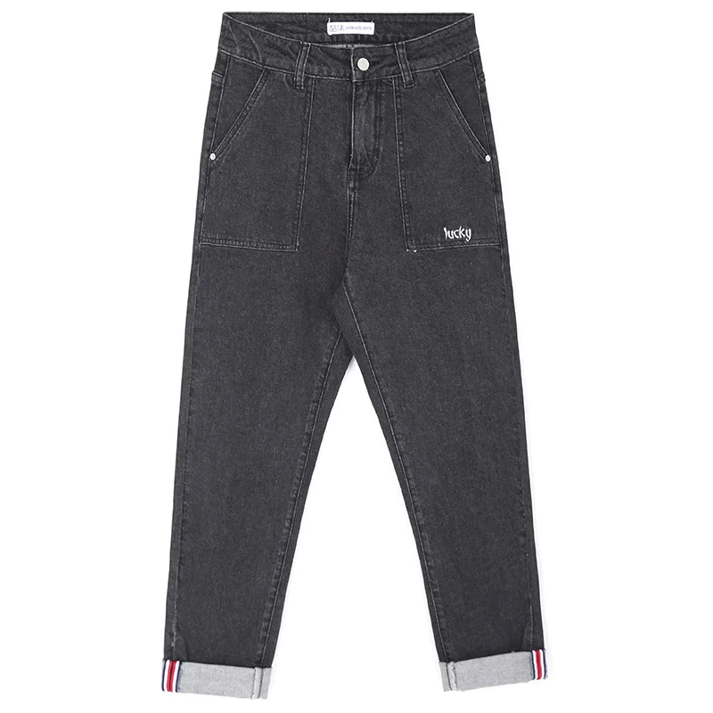 LEIJIJEANS новые свободные дамские шаровары с низкой эластичной талией Черные Серые Ретро Классические джинсы размера плюс Дамские джинсы Harlan 9007