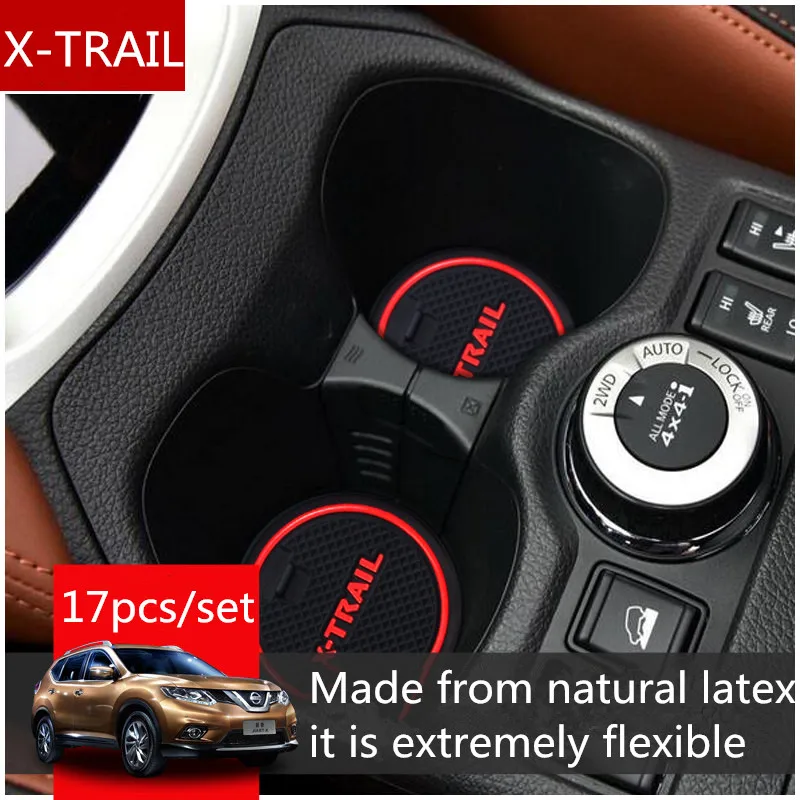 

Противоскользящий коврик для Nissan X-Trail 2013-2016, прорезиненный латексный коврик для защиты от пыли внутри, подушка для чашки, аксессуары для ста...