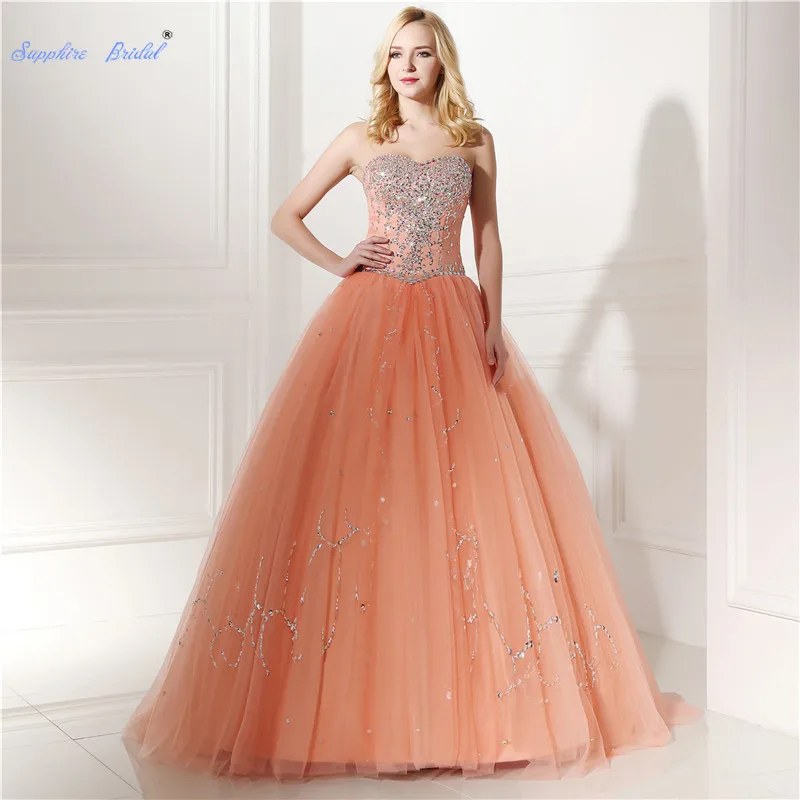 

Sapphire Bridal 2019 New Sparkly Beading Ball Gown Quinceanera Dress Sweet 16 Dresses Sweetheart Long Formal Dress Party Gowns