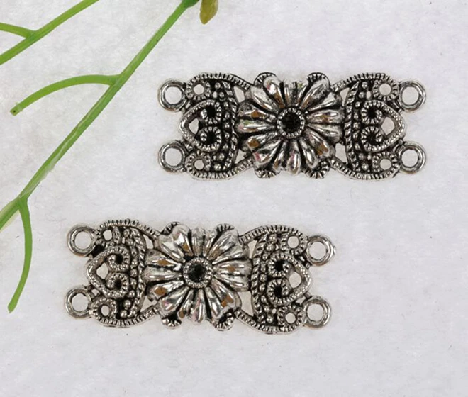 10 шт. прямоугольные подвески для браслета с четырьмя отверстиями|silver snake|silver pearl