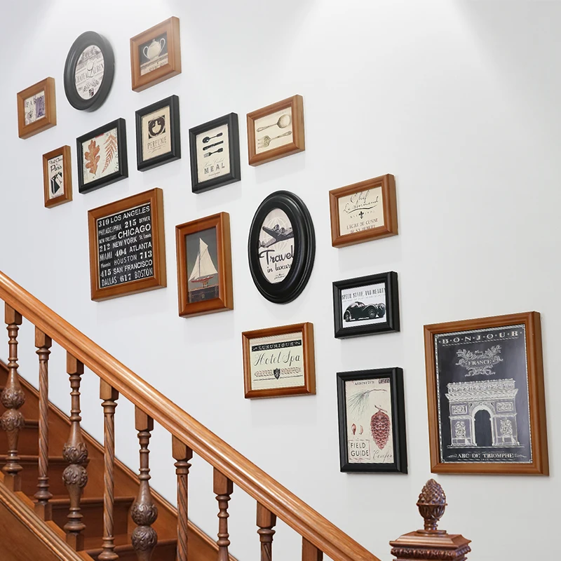 

New Quality Wood Photo Frame Corridor Stair Wall Decorates Picture Frame Retro Classical Hanging Frames For Pictures Photo Album