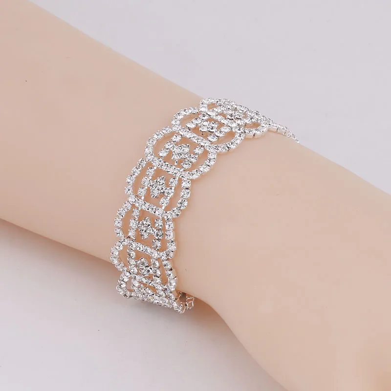 style 8 BLIJERY новые модные браслеты со стразами для Для женщин серебряного цвета со стразами заявление Браслеты и браслеты Femme Свадебные украшения для выпускного - Окраска металла: style 8