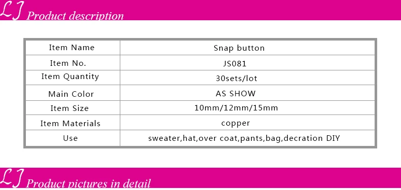 New high quality 30sets/lot Metal brass Press Studs Sewing Button Snap Fasteners Sewing Leather Craft Clothes Bags 831/633/655