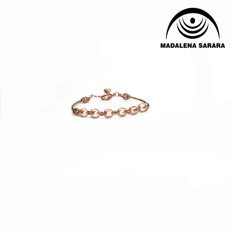 MADALENA SARARA 6-7 мм настоящий пресноводный жемчуг браслет натуральный розовый тон