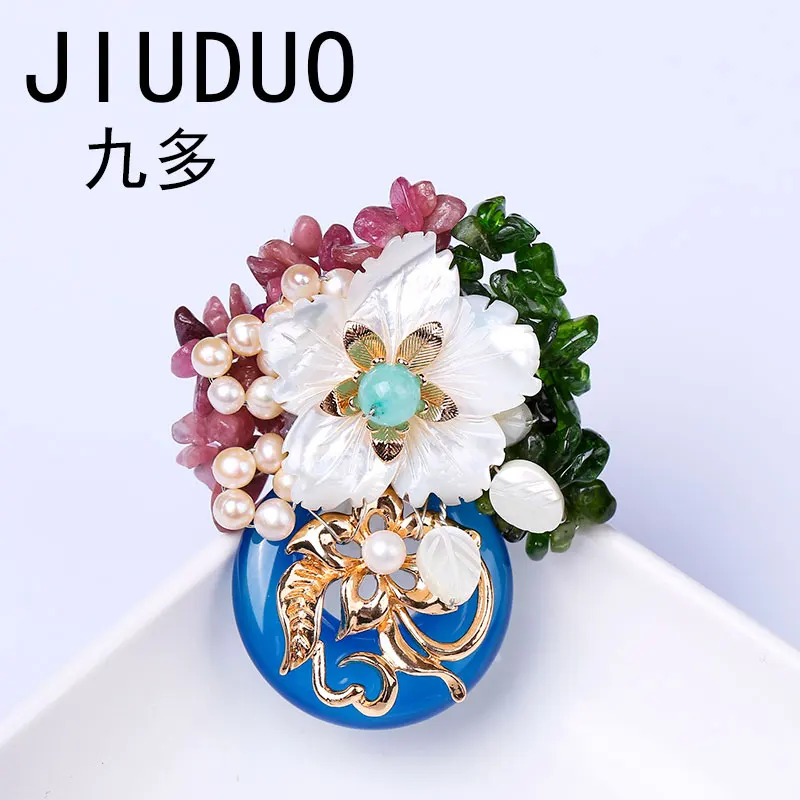 JIUDUO Wholesale Natural Stone Flower Brooches Unique Clothing For Women | Украшения и аксессуары