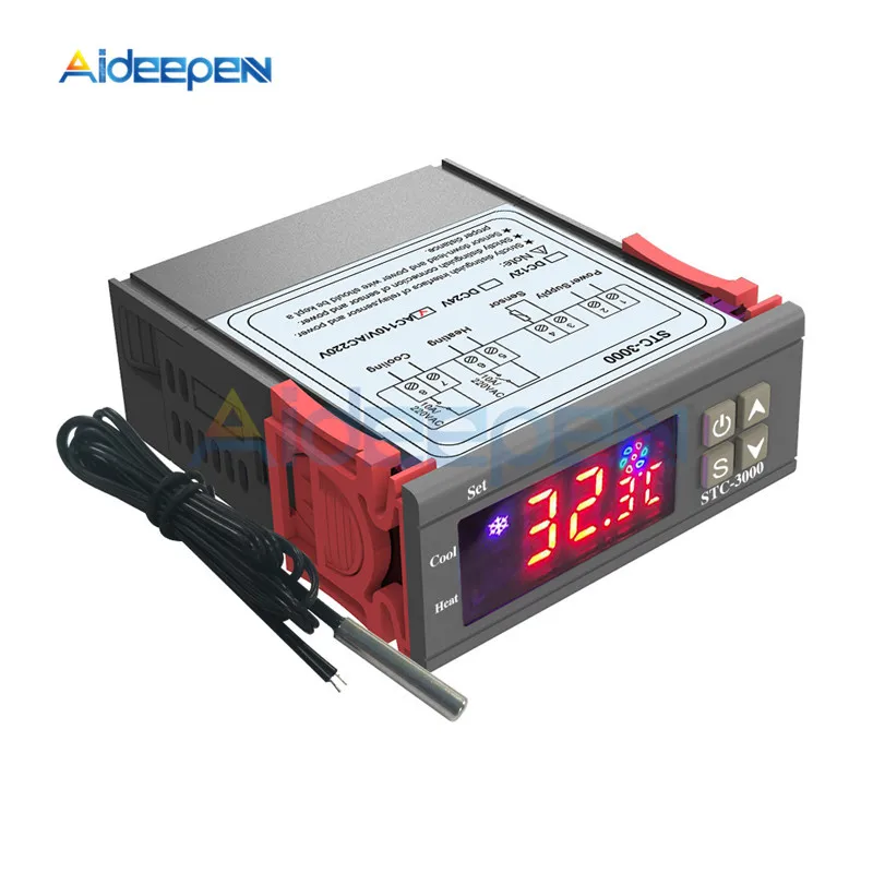 STC-3000 DC 24V AC 110-220V DC 12 V-72 V STC-100 STC-1000 SHT2000 STC-3000 Цифровой термостат регулятор температуры термометр датчик гигрометр - Цвет: STC-3000 DC 24V