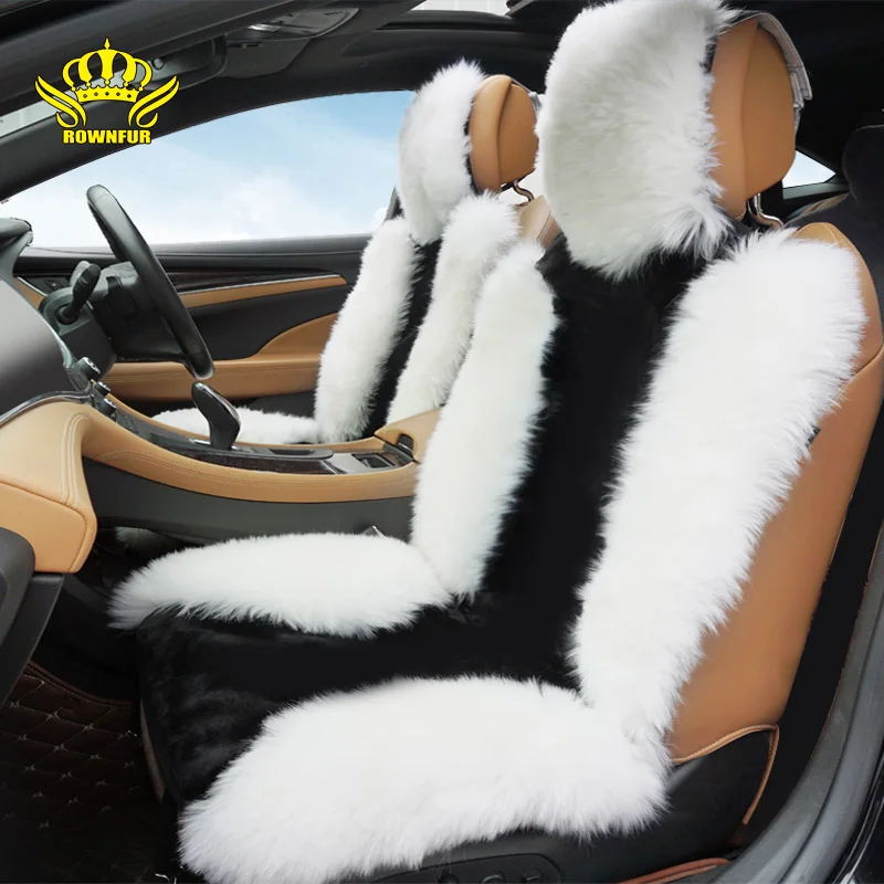 Rownfur австралийской овчины Чехлы для сидений мотоциклов Универсальный Автомобильный Интимные аксессуары интерьер овчины Утепленная одежда осень-зима автомобиля Чехлы для сидений мотоциклов
