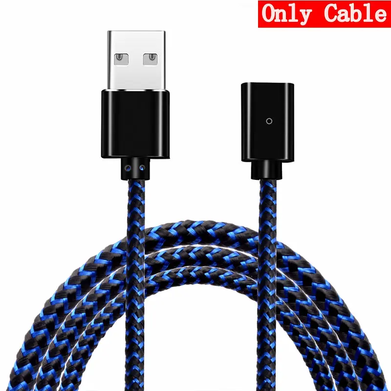 Магнитный кабель 3A 1 м Micro usb type C кабель для iPhone Быстрая зарядка usb type-C Телефон магнитное зарядное устройство для samsung Xiaomi huawei - Color: Only cable blue