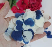 navy blue ivory pale heart wedding guest throwing petals tissue paper confetti party table decorations biodegradable