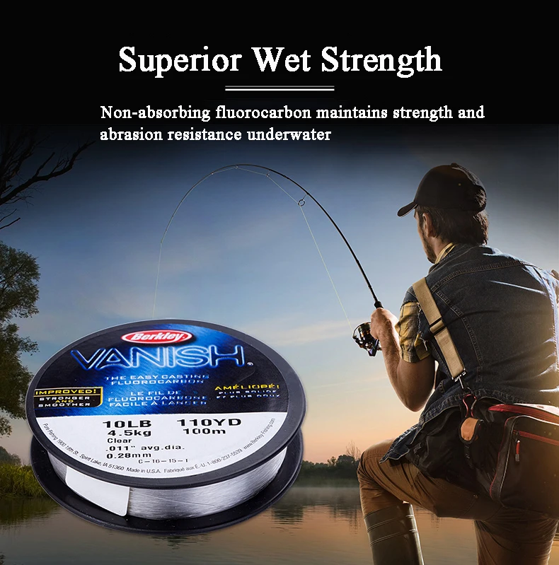 Berkley Vanish фторуглеродная леска 110yd100m прозрачный цвет 4-14LB бестеневая углеродная леска рыболовные снасти аксессуары
