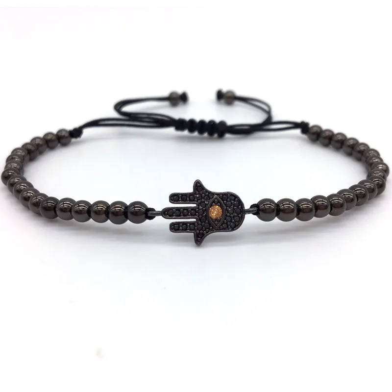 NAIQUBE Brand Trendy Pave CZ Hand Bracelet Men Women Braided Macrame Charm Bracelets Jewelry Luxury Gift - Окраска металла: 4