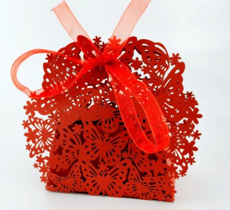 

Lace-up candy box candy pansy hollow square European wedding candy box Ribbon chocolate box Pearl paper