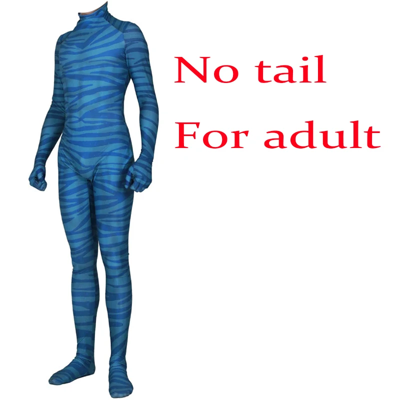 For adult (No tail) Фильм Аватар 2 Косплей Костюм Джейк Салли Нейтири зентай боди костюм комбинезоны Хэллоуин костюм для взрослых женщин мужчин детей - Цвет: For adult (No tail)