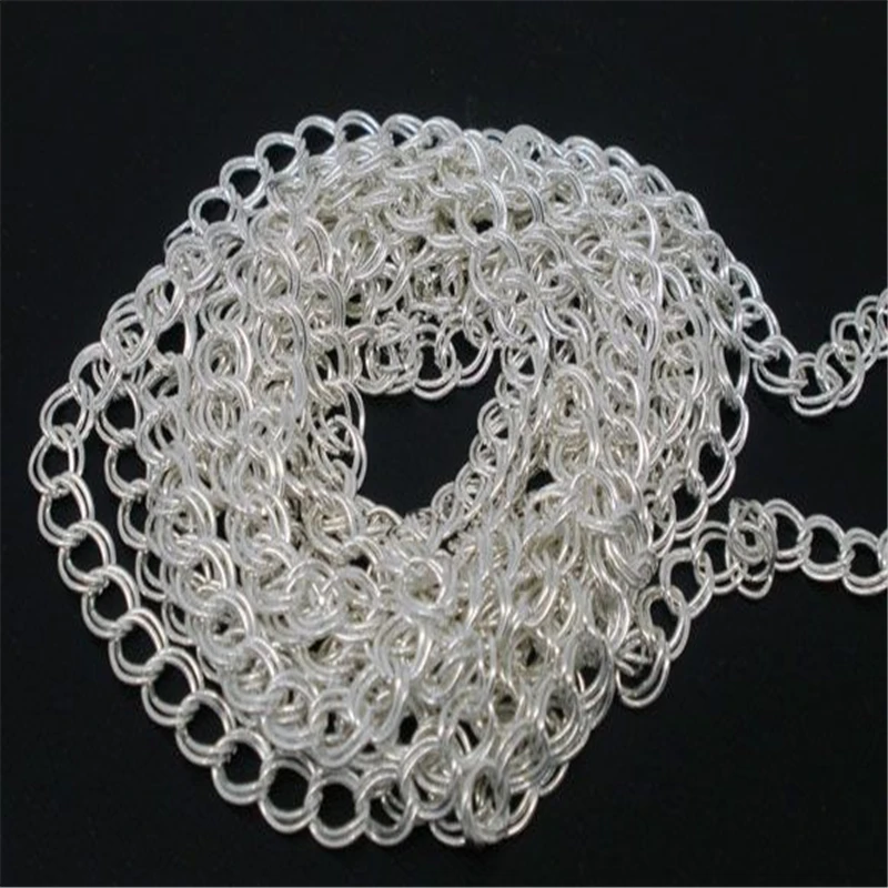 

DoreenBeads Retail 400cm Silver color Double Loops Link Chains Findings 5x6mm