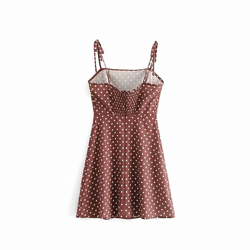 Женское винтажное платье-миди в горошек с поясом | Женская одежда