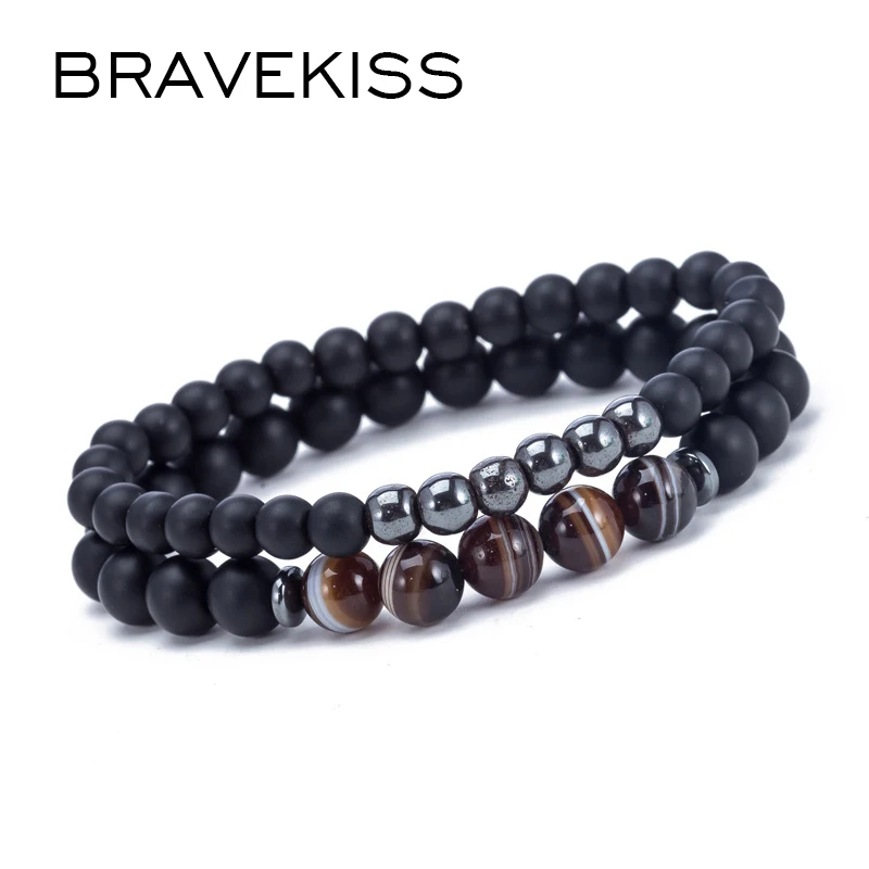 Модный браслет BRAVEKISS 2 шт./компл. из натурального камня с бусинами мужские