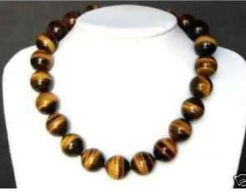 

10mm African Roar Tiger's Eye Round Beads pendant Necklace 18"