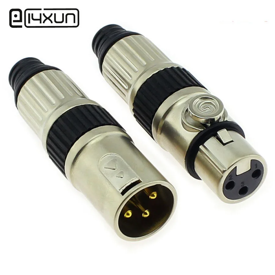 EClyxun 1 пара XLR 3 Pin микрофон аудио разъем штекер + Женский Джек черный караоке спикер