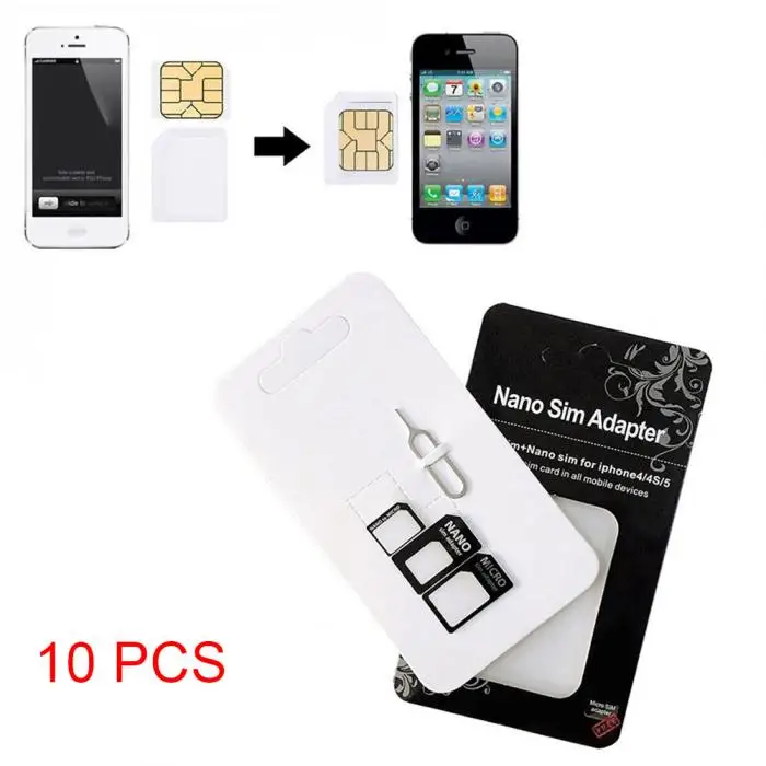 Etmakit 10 Набор Nano Micro Mini стандартный адаптер для sim-карты набор адаптеров инструменты NK-Shopping