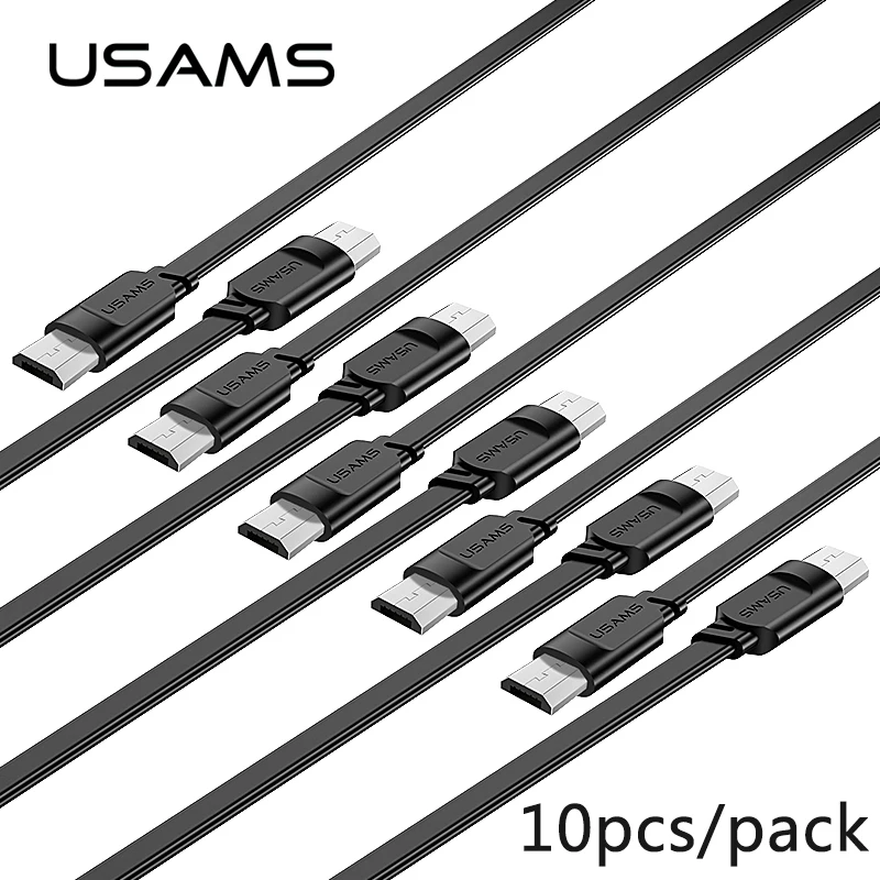 USAMS Micro Usb кабель для синхронизации данных мобильный телефон зарядный microusb samsung Galaxy HTC Android 10 шт./лот|Кабели