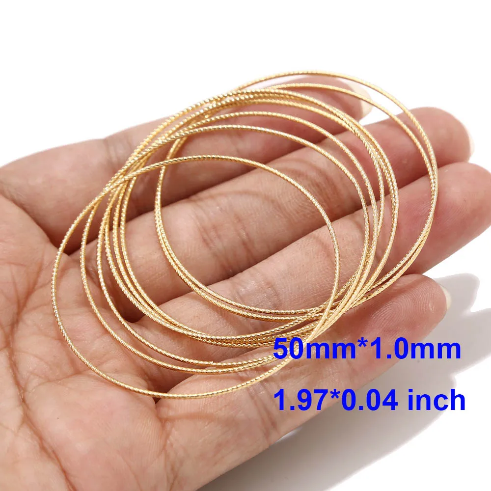 50mmx1mm 10 шт. круглым носком в Корейском стиле; Нержавеющая сталь соединительные кольца с покрытием из настоящего золота витой 30/50 мм замкнутые Кольца Набор «сделай сам» для Модные украшения Аксессуары - Цвет: 50mmx1mm