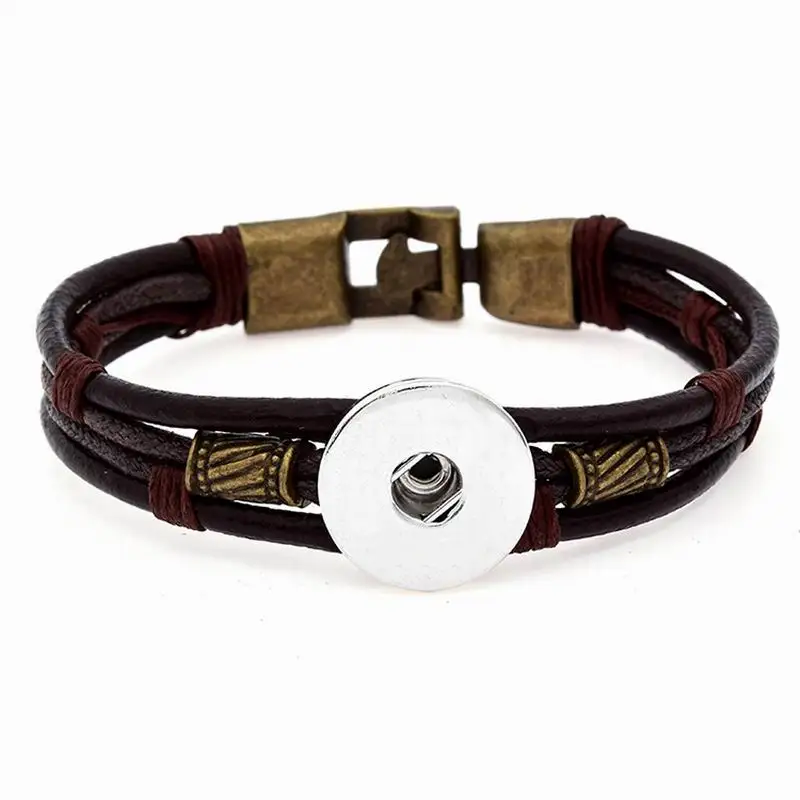 10 цветов браслет с кнопками из ПУ кожи кнопкой аксессуар для браслета 18 мм|button