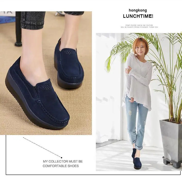 Platform shoes woman fashion sneakers women genuine leather casual women shoes round toe Loafers ladies flat shoes women