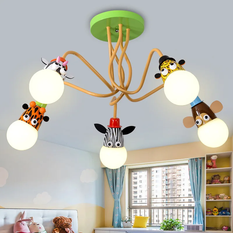 

Novelty LED White Bulb Ceiling Lights Cartoon Animal Monkey Zebra Giraffe Children Kids Bedroom Room Lamps Hang Pendent Light