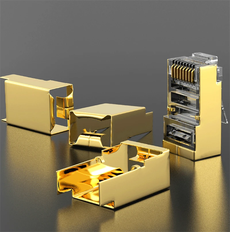 AMPCOM экранированный RJ45 CAT6 Разъем модульный разъем 8P8C обжимной Конец Ethernet кабель Ethernet разъем позолоченный 50U