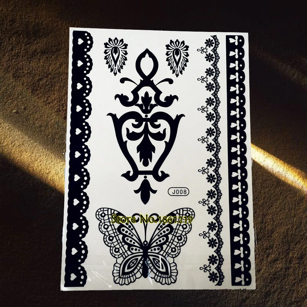 25 стильных классических татуировок черная хна поддельные Мандала Лотос