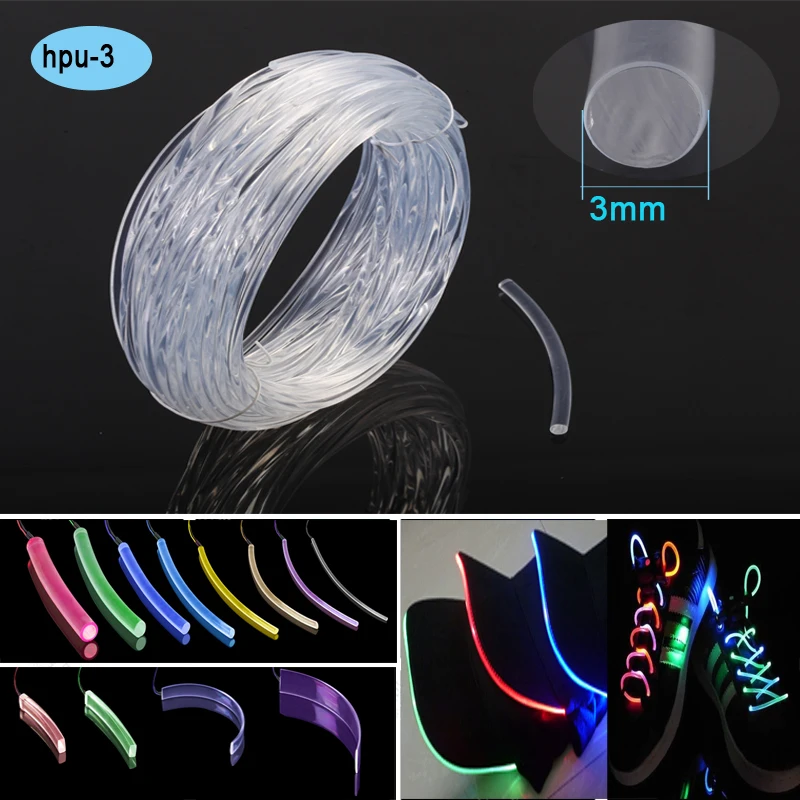 

Rgb 3mm Plastic TPU side emitting optic fiber for led light dog collar harness