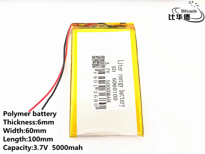 2 шт./лот 3 7 V 5000mAh 6060100 полимер литий Липо аккумуляторная батарея для GPS PSP DVD|Батареи
