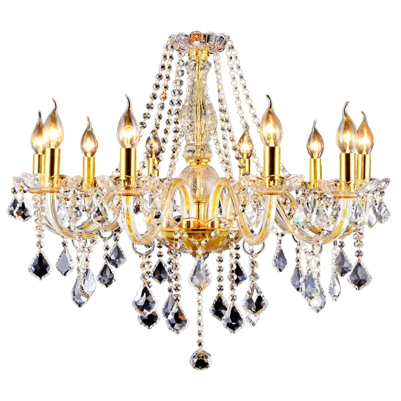 Европейская свеча хрустальная лампа 6/8 голова золото гостиная спальня люстра