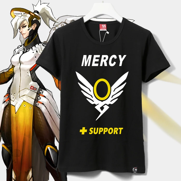 Футболка унисекс с коротким рукавом и изображением милосердия макcree OW D.VA Genji