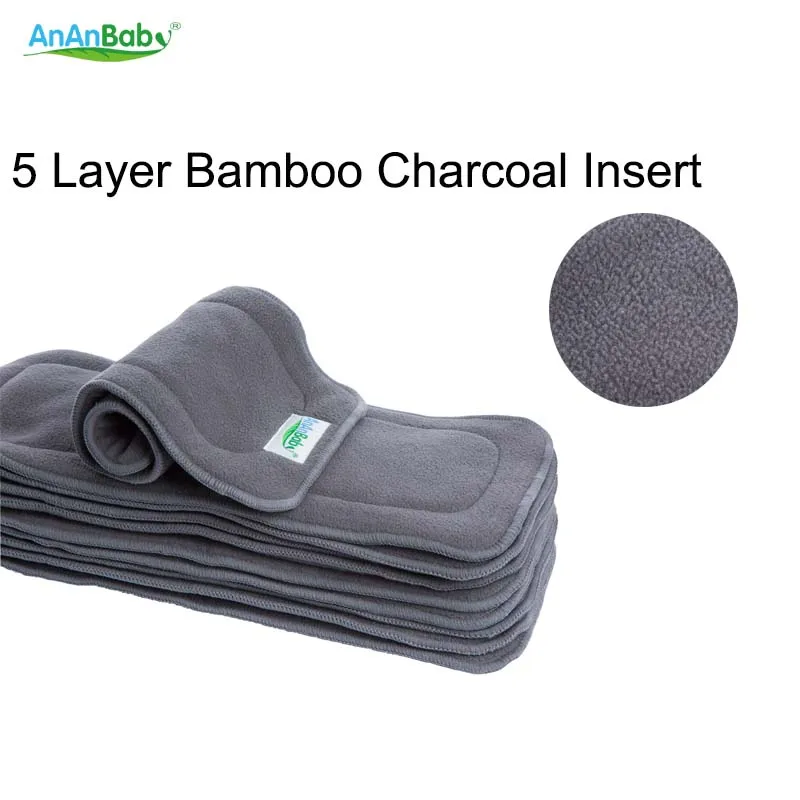 

Hot sale Parents Choose 5 layer Bamboo Charcoal Inserts Diaper Inserts Baby comfortable Health Diaper Inserts 10Pcs/Lot
