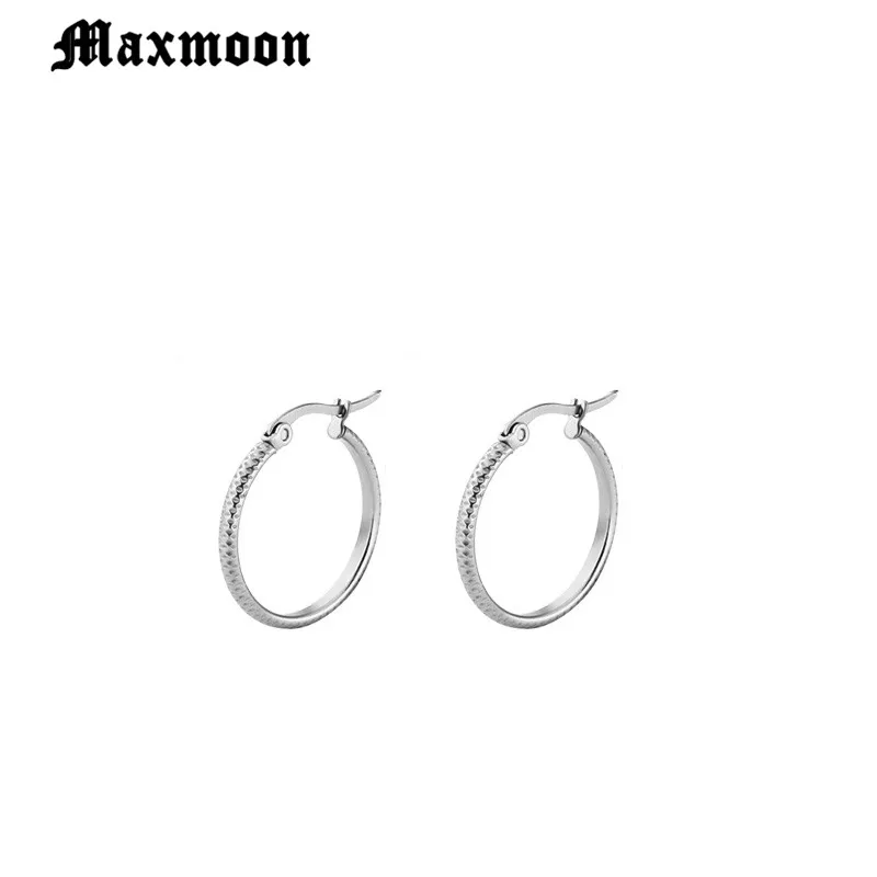 Женские винтажные серьги кольца Maxmoon простые круглые из нержавеющей стали с