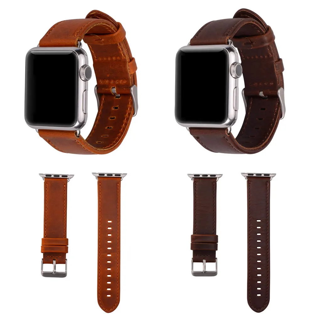 Классический ремешок из натуральной кожи Crazy Horse с адаптером для Apple Watch 38 мм и 42