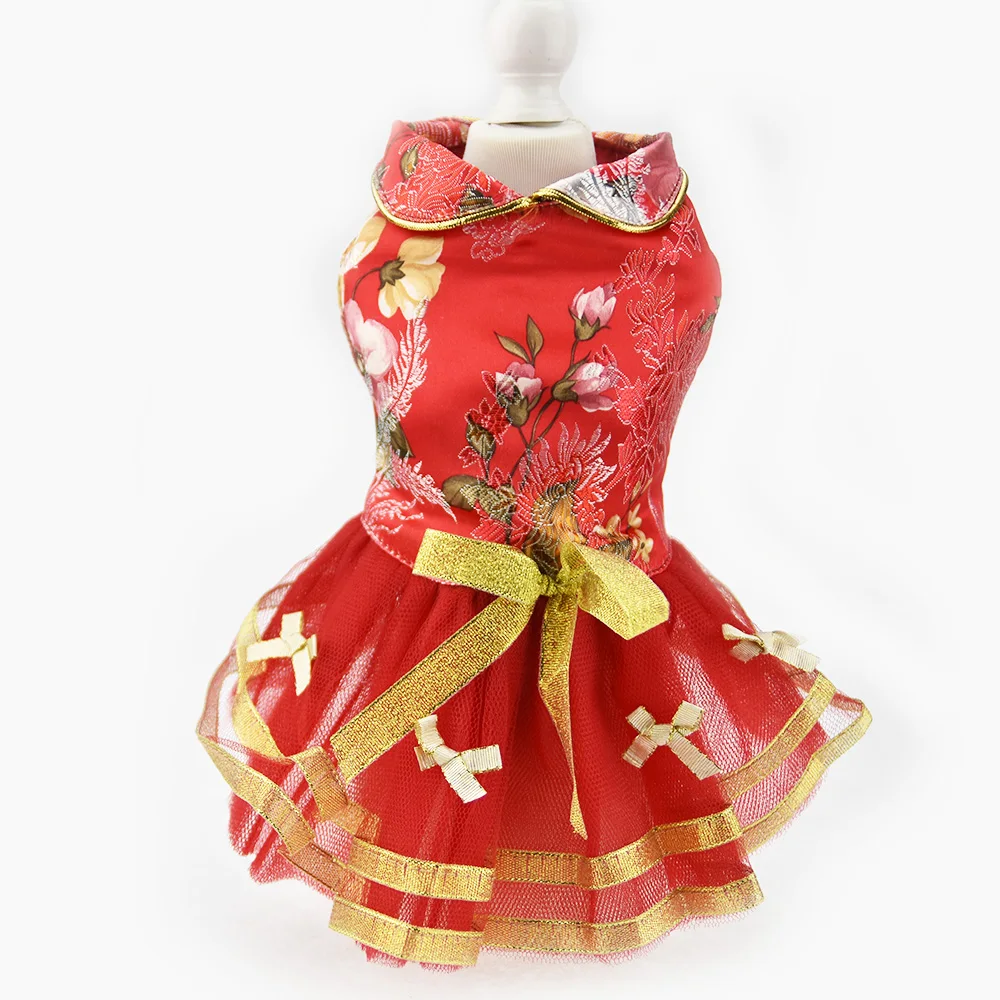 Роскошное платье с цветочным принтом для собаки и щенка винтажная пачка домашних