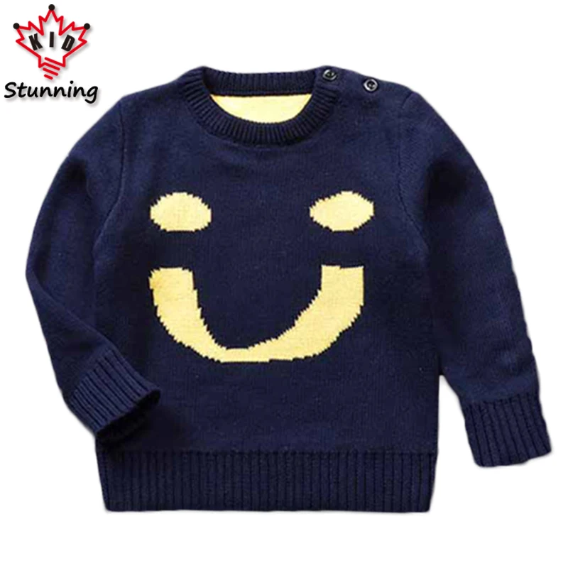18 М-5 Т Осенью и Зимой Свитер Ребенка 2017 Новый Улыбка Pattern Мальчики Девочки