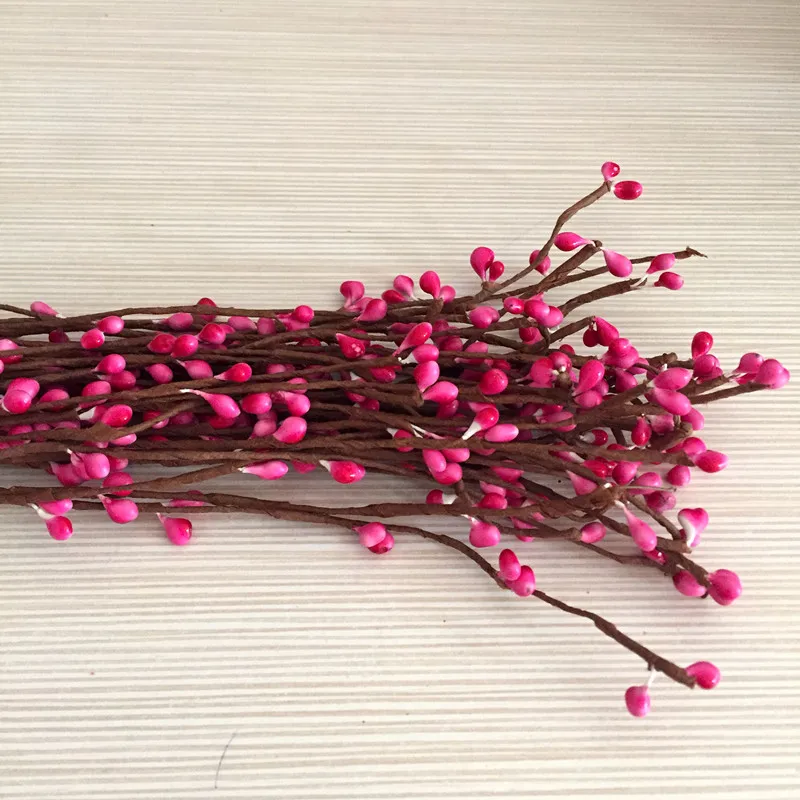 Hot Pink 100 шт 40 см для рукоделия искусственные Pip БЕРРИ стеблей цветочные ветви из ротанга для волосы гирлянды цветок аксессуары рождественские украшения - Цвет: Hot Pink