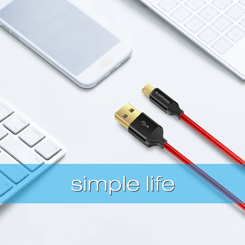 Micro USB кабель для samsung Galaxy Suntaiho 5V2. 5A металлический нейлоновый плетеный провод