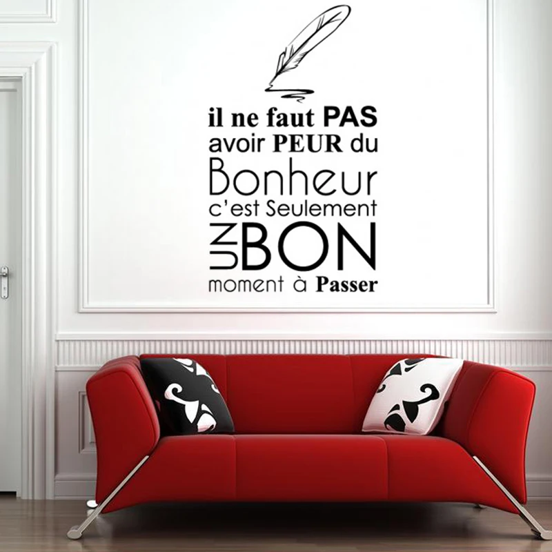 French Happiness Motto Vinyl Art Wall Stickers Home Decoration Living room Bedroom Decals Murals JG2730 | Дом и сад